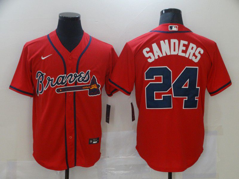 Men Atlanta Braves #24 Sanders Red Game Nike MLB Jerseys->atlanta braves->MLB Jersey